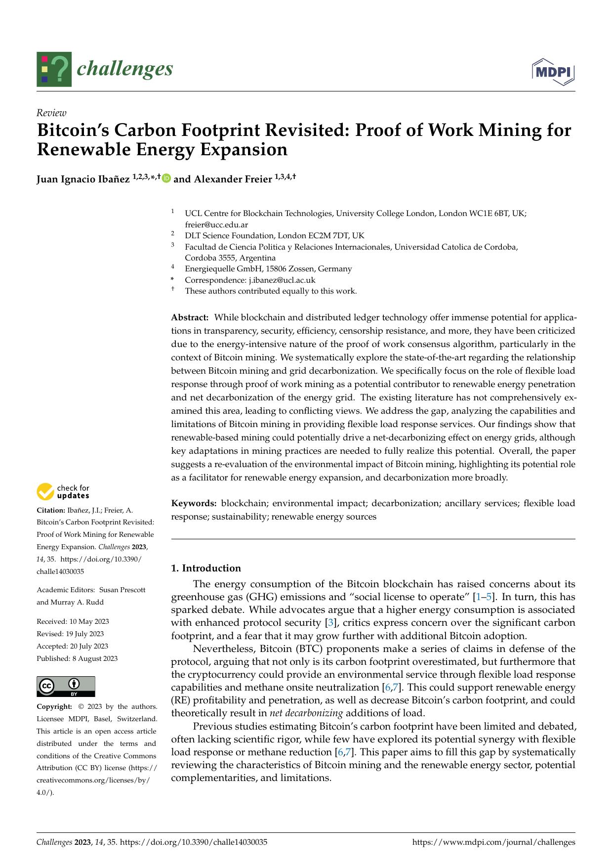 Bitcoin's Carbon Footprint Revisited cover